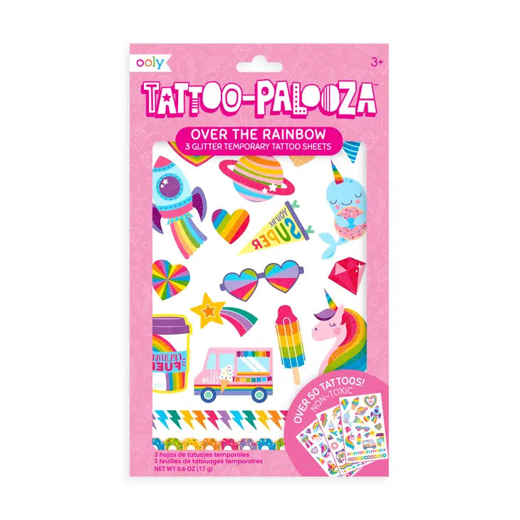 tattoo Palooza Temporary Glitter Tattoo: over the rainbow