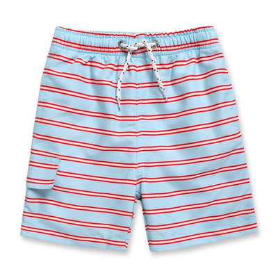 red stripe swim trunks