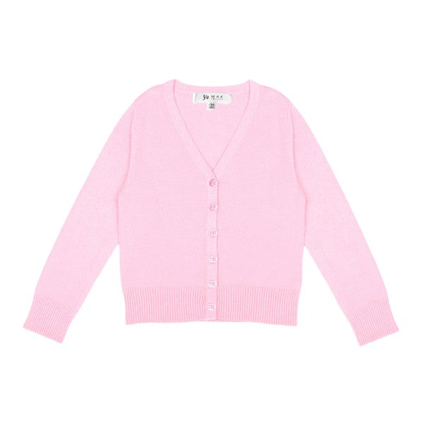 girls long sleeve v neck cardigan