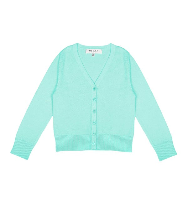 girls long sleeve v neck cardigan