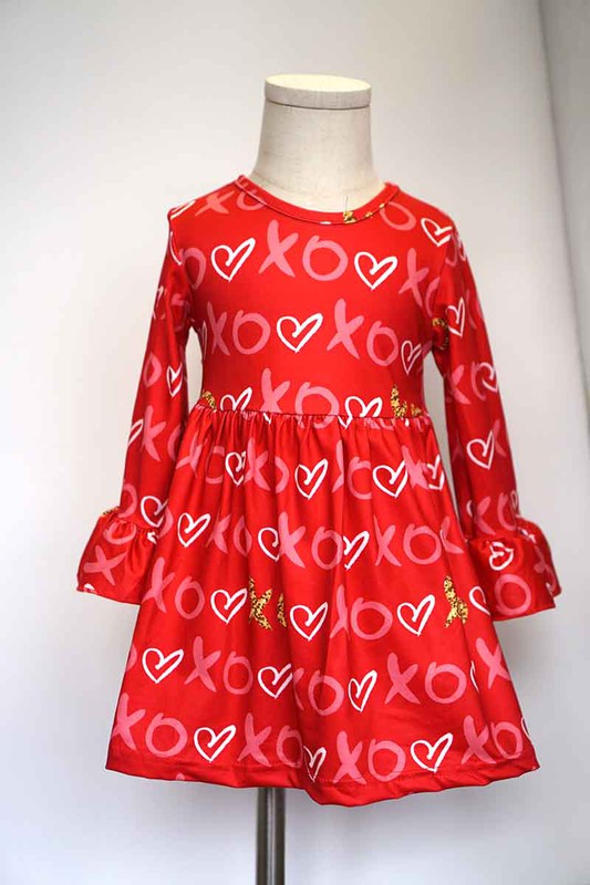 RED VALENTINE'S XOXO PRINT BELL DRESS