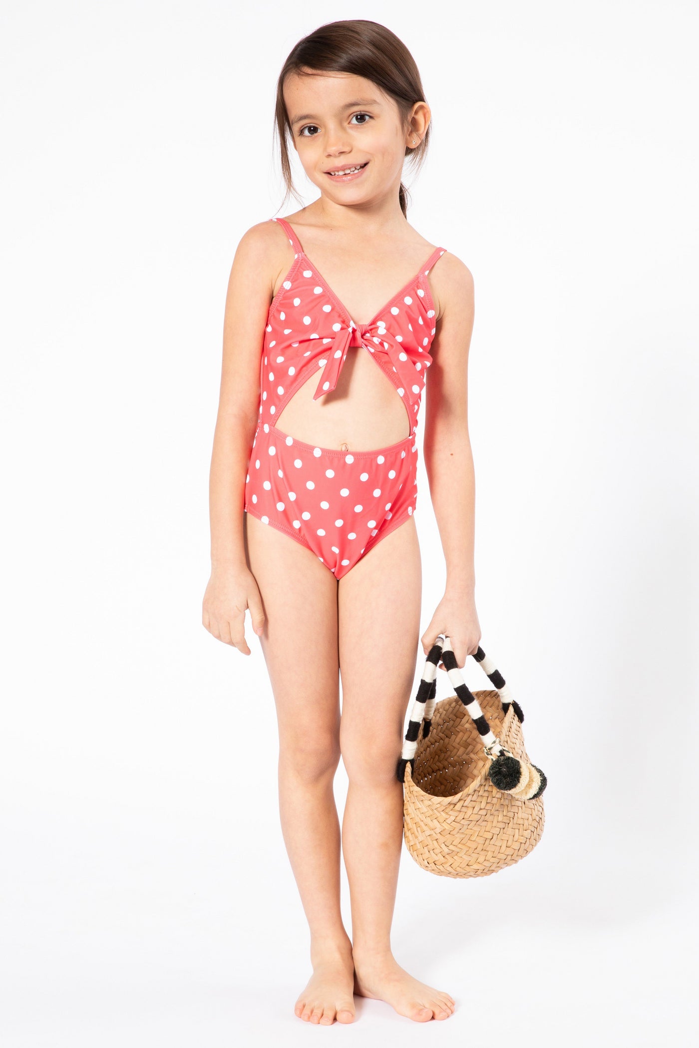 coral polkadot cutout swimsuit