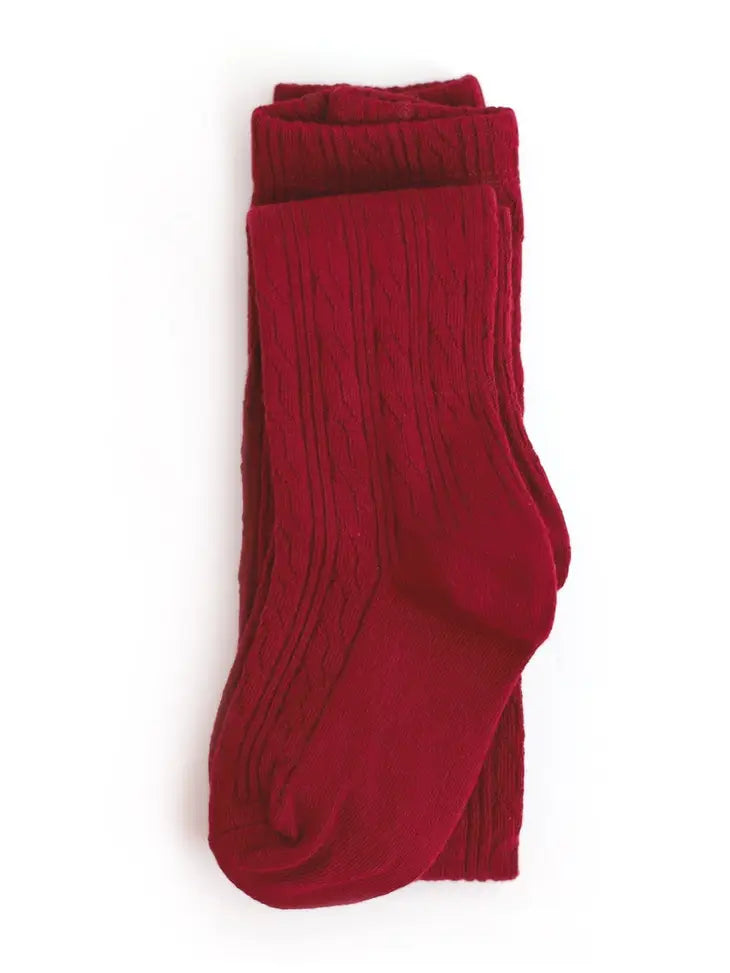 crimson cable knit tights