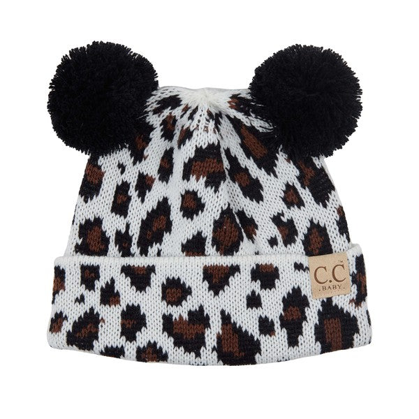 baby leopard double pom beanie (more colors)