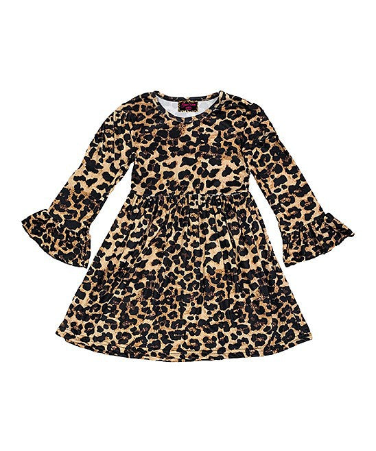 leopard bell sleeve dress