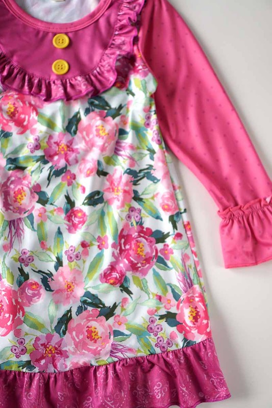 pink floral ruffle dress
