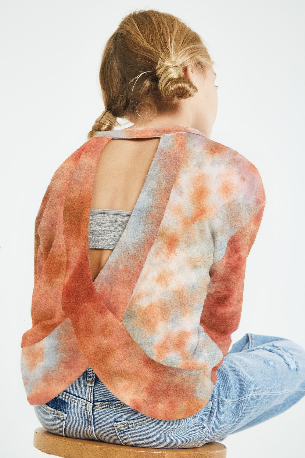 jade and rust open back sweater