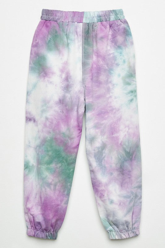 sage and purple tie dye knotted jogger