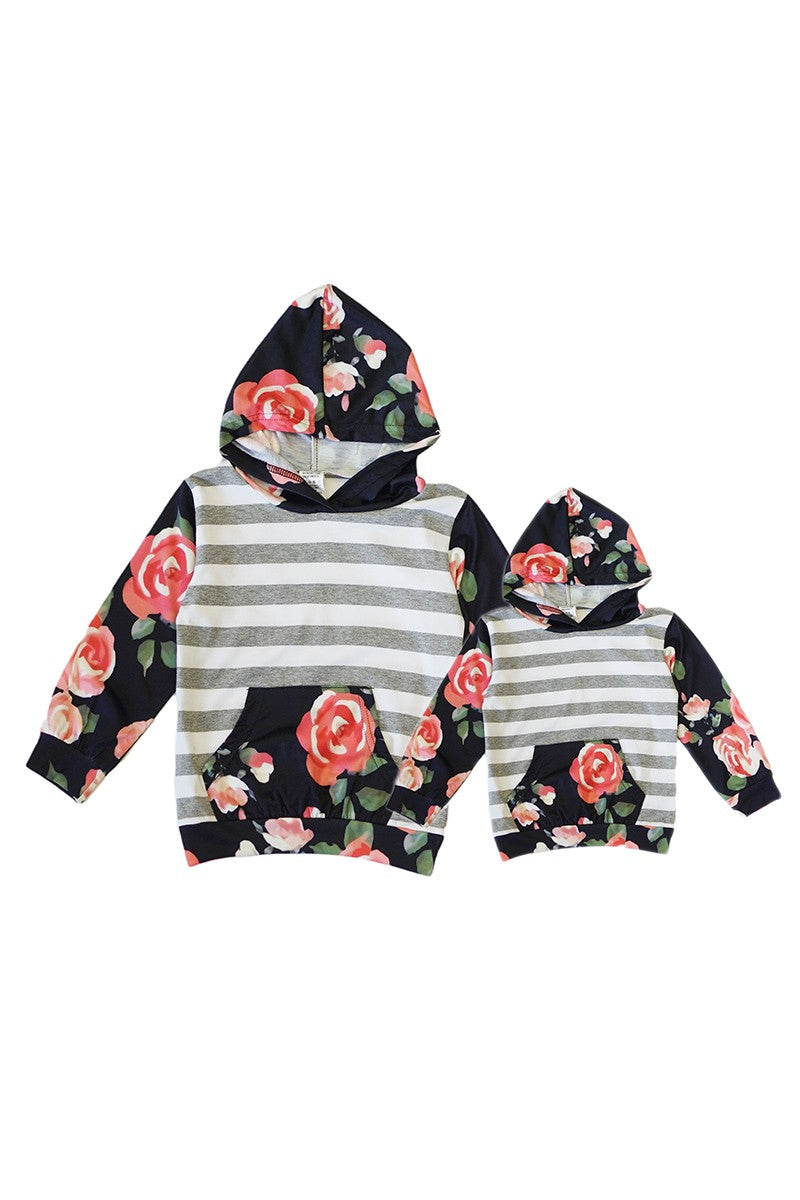 floral stripe hoodie shirt