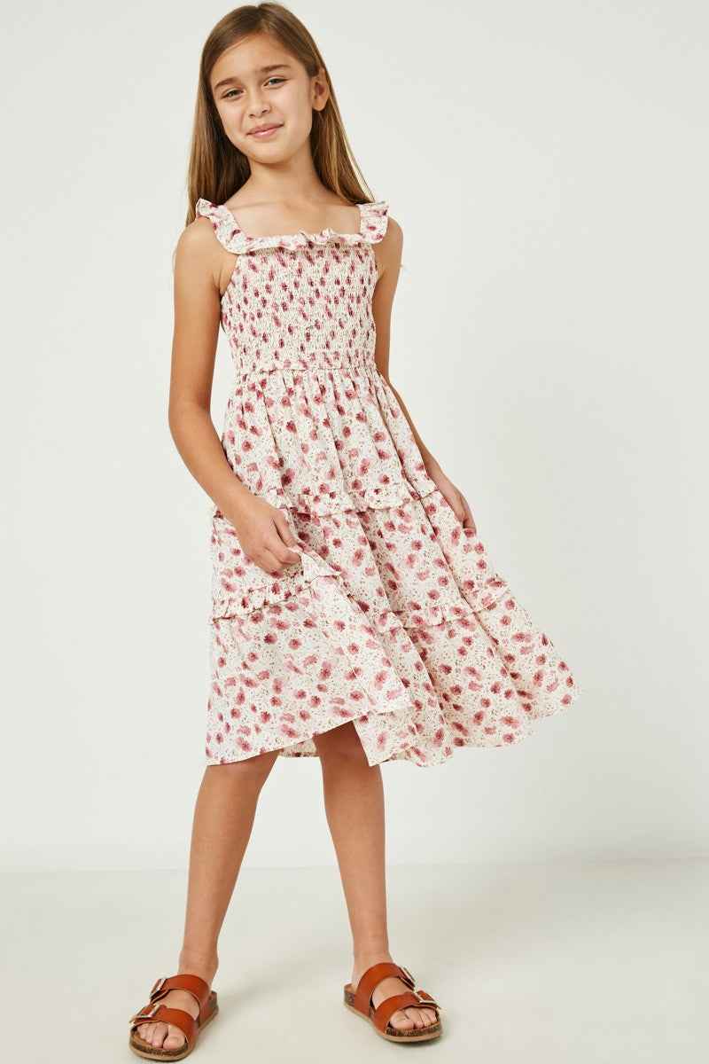 smocked ruffle floral dress