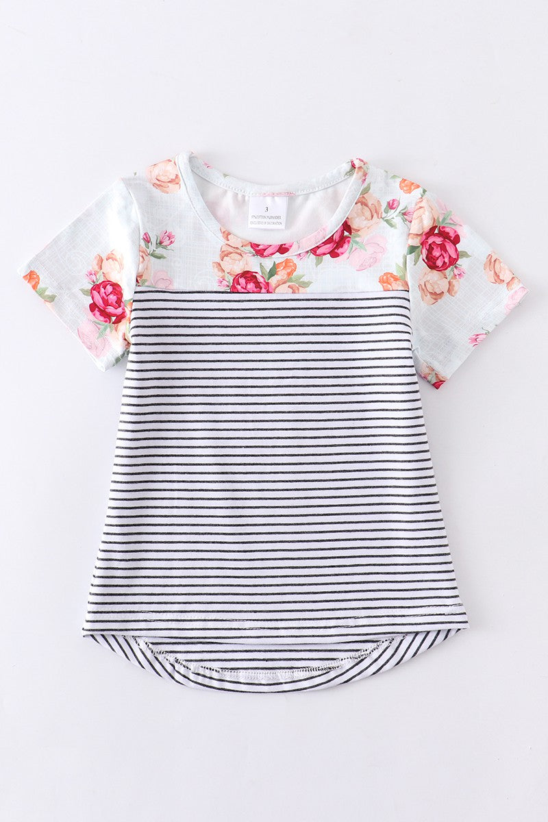 floral stripe tee