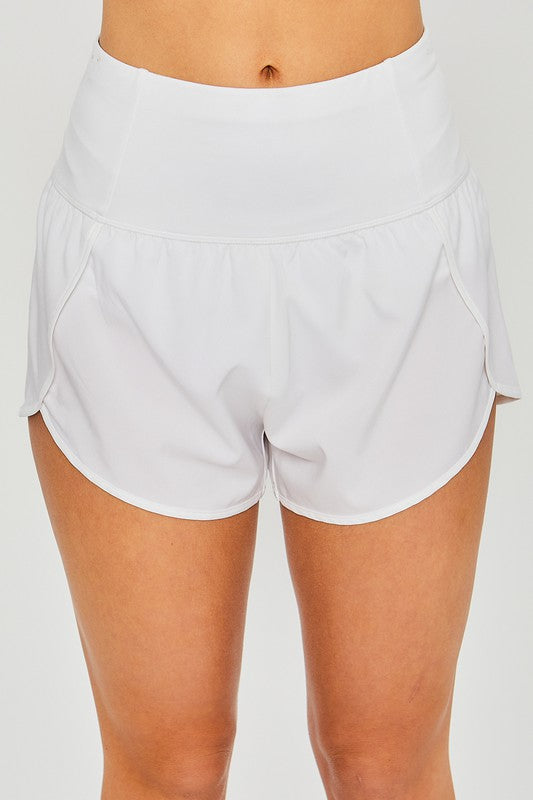 white woven solid inner brief back pocket shorts