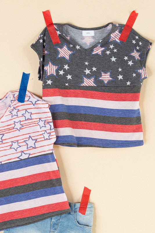 charcoal stars and stripes top