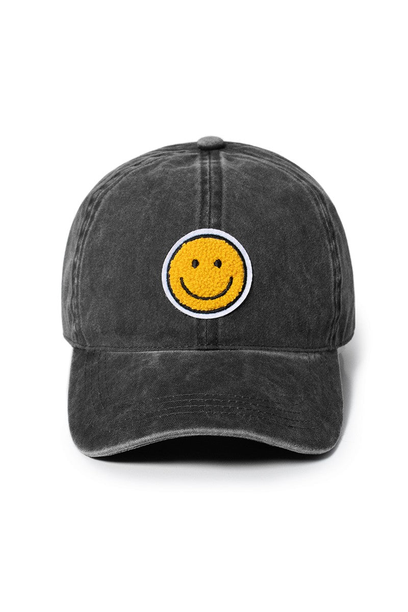 black sherpa smiley face hat