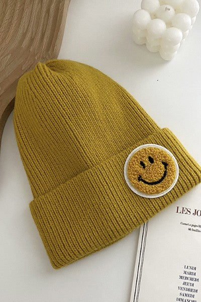 happy face beanie