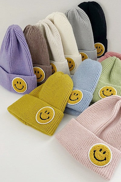 happy face beanie