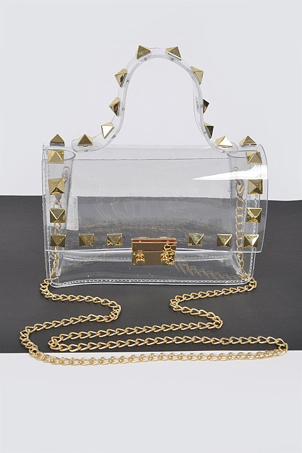 clear gold stud bag