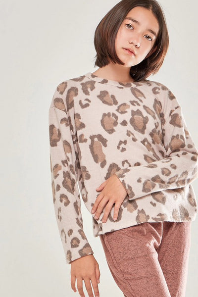blush leopard twist open back sweater