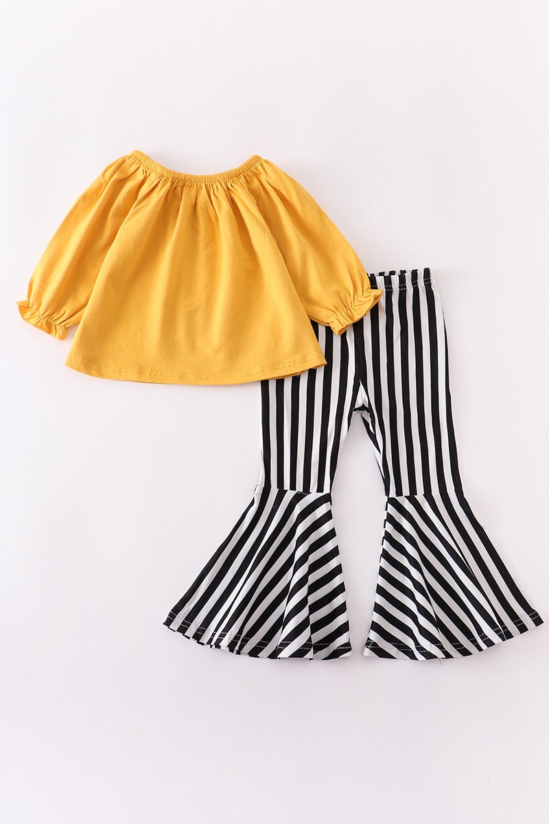 mustard stripe bell pants set