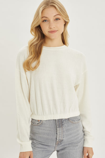 ivory knit long sleeve top