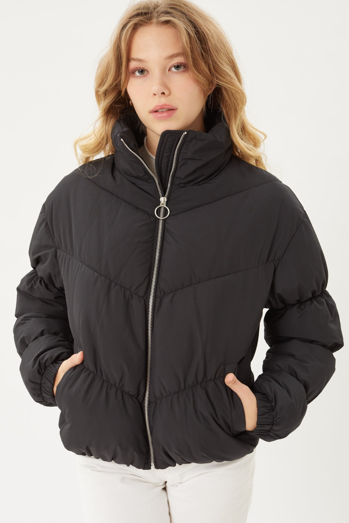 black puffer jacket