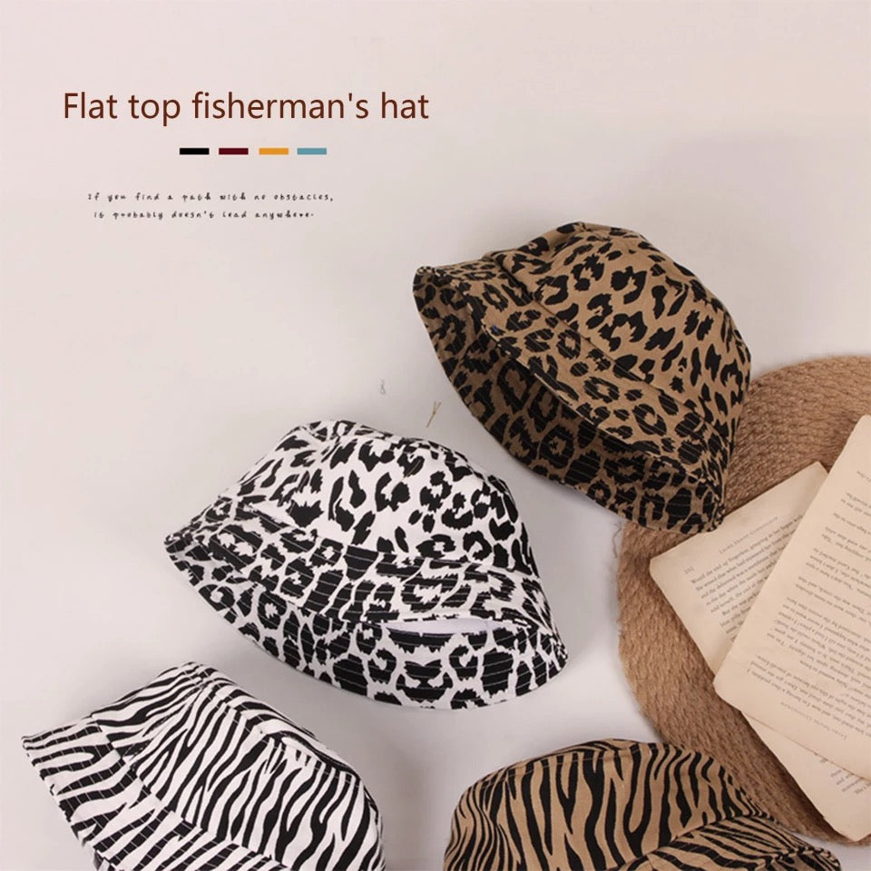 animal print bucket hats