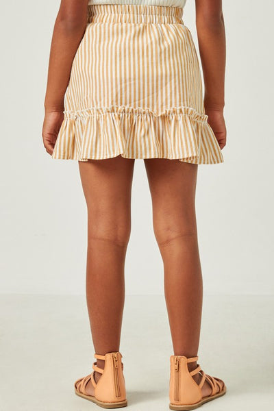 mustard stripe asymmetrical ruffle skirt