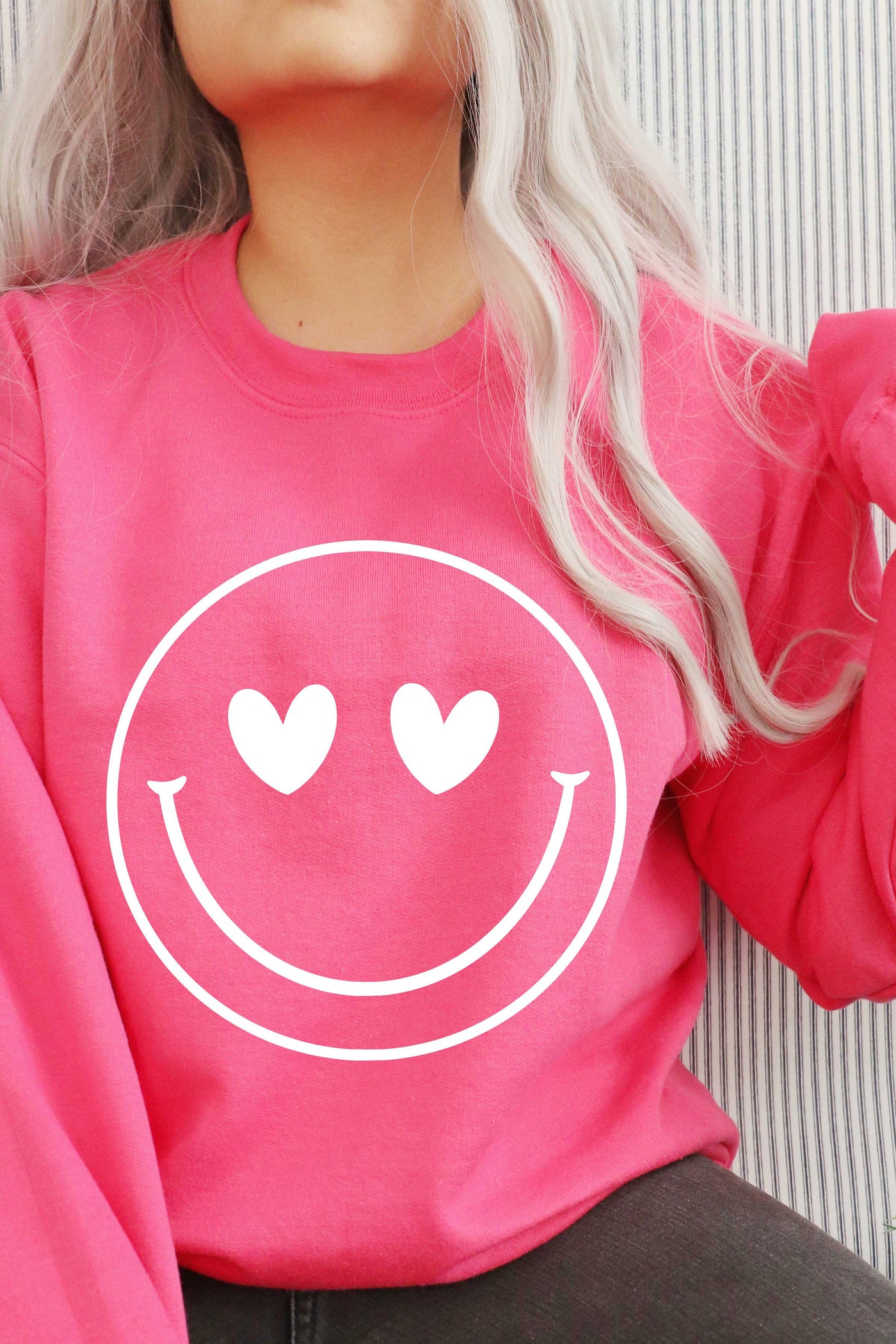 heart eyes pink sweatshirt
