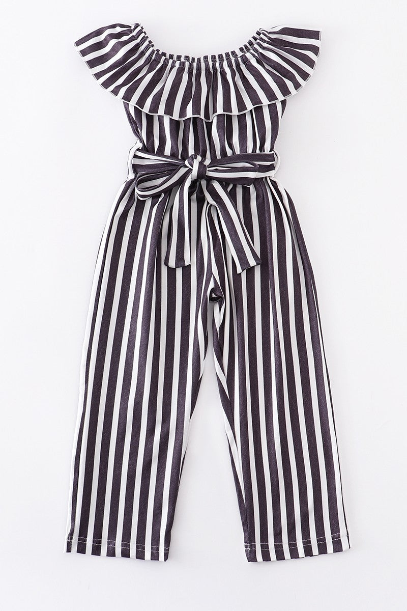 black stripe ruffle jumpsuit