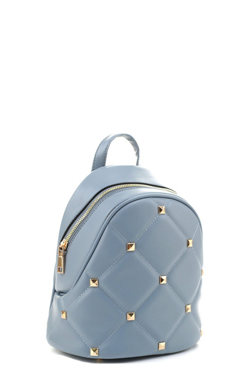 blue stud accent quilted medium backpack