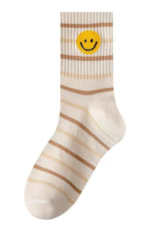 stripe happy face socks