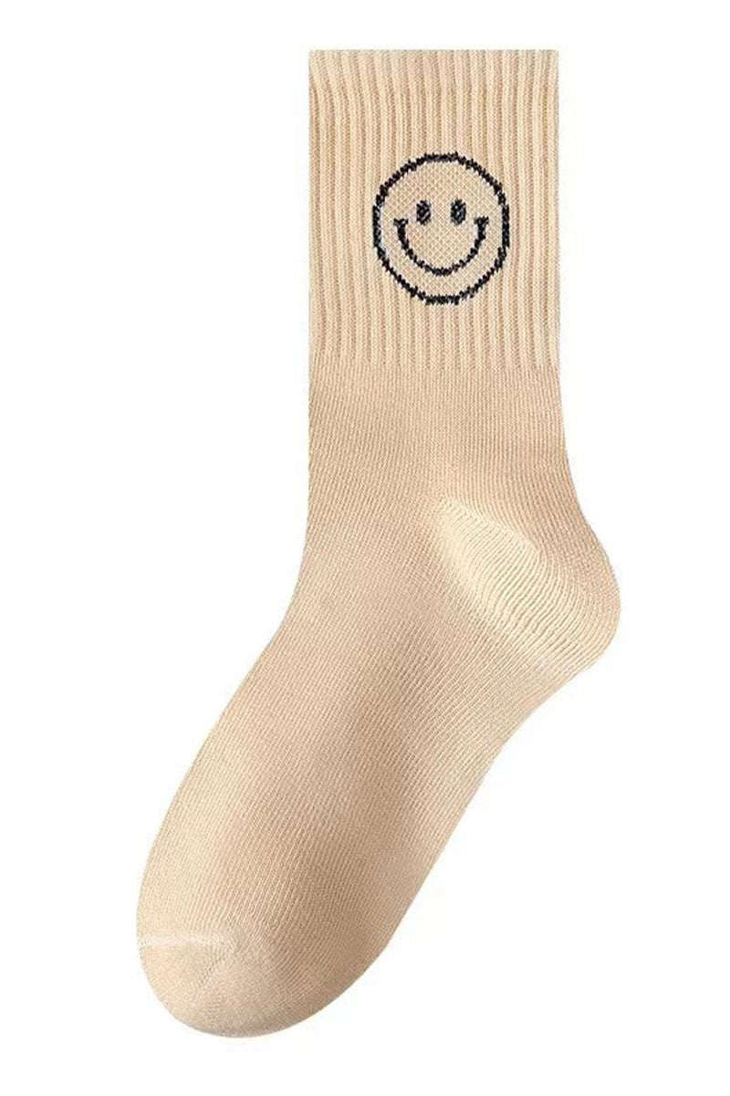 cream happy face socks