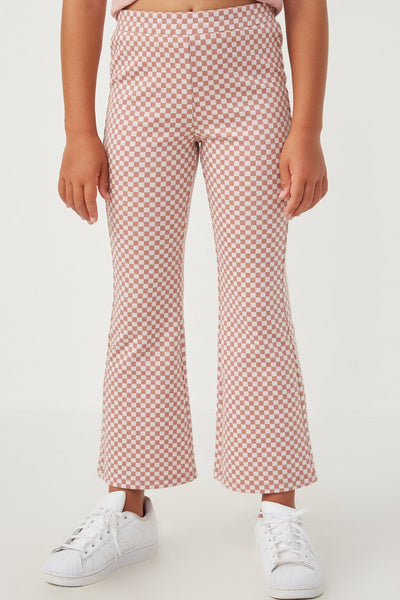 mauve checkered knit straight leg pants