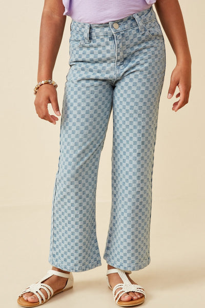 girl high rise bootcut checker jeans