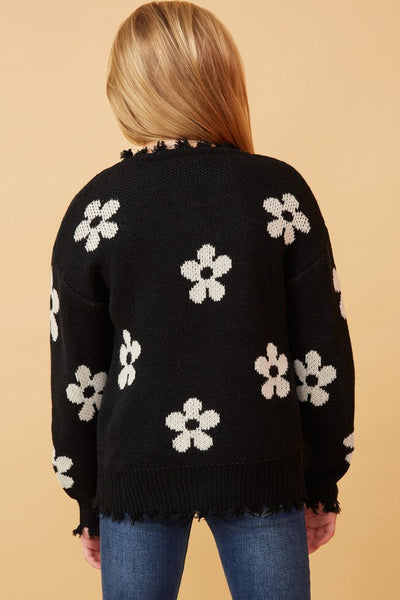 black daisy distressed sweater