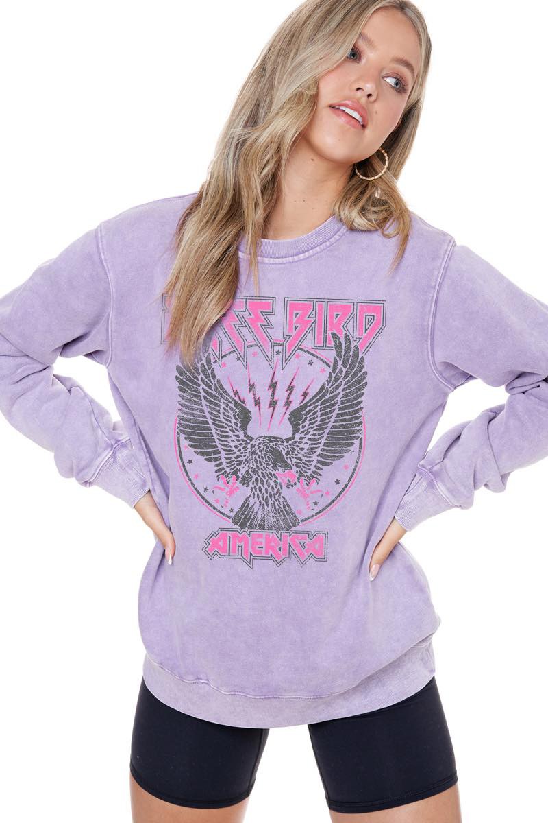 free bird america eagle graphic lavender sweatshirt