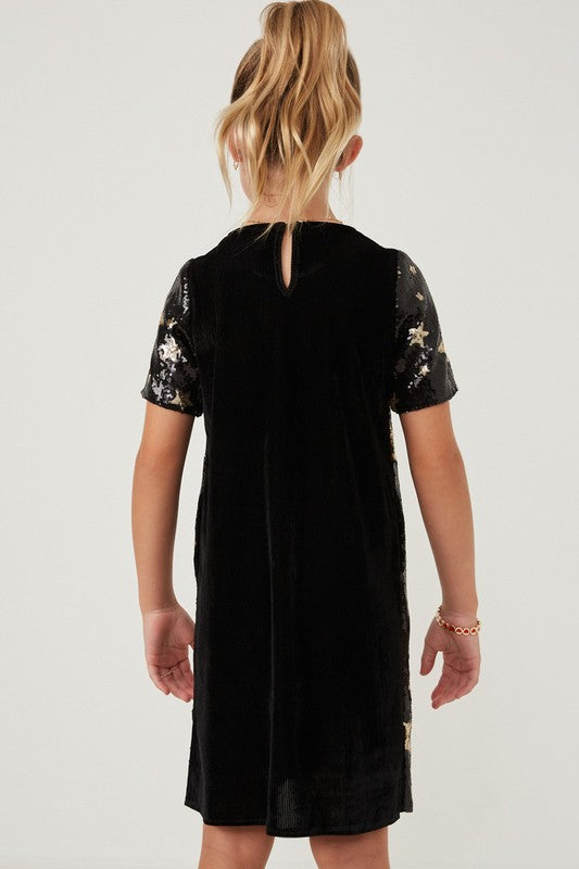 black and gold sequin star pattern dress – Sugar-N-Spice Children's and  Tween + Lily Zita Teen Boutique