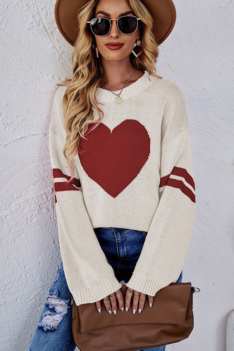 white heart sweater