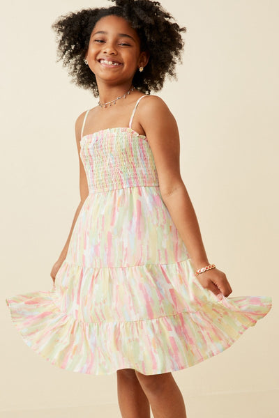 girls watercolor pink tiered dress