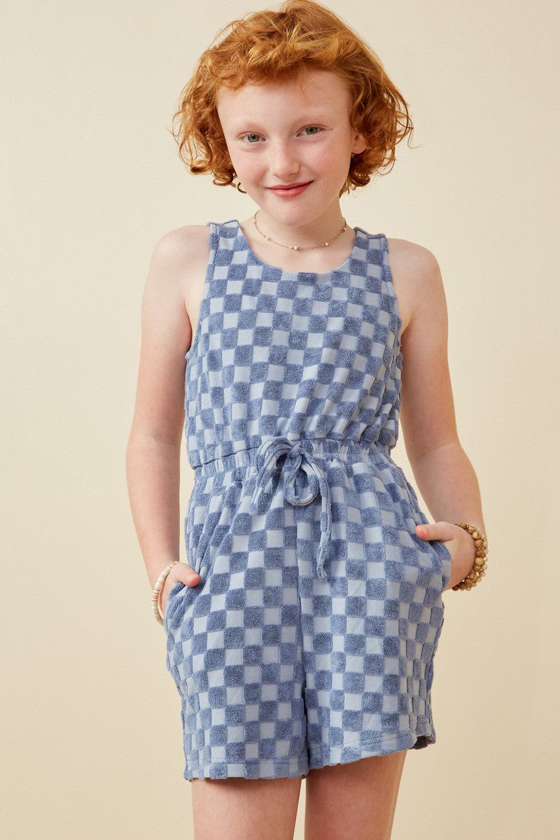 blue check terry romper – Sugar-N-Spice Children's and Tween + Lily ...