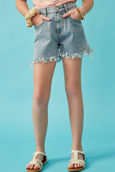 girls high waisted fray shorts