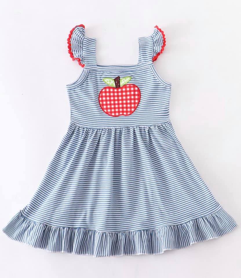 stripe apple applique dress