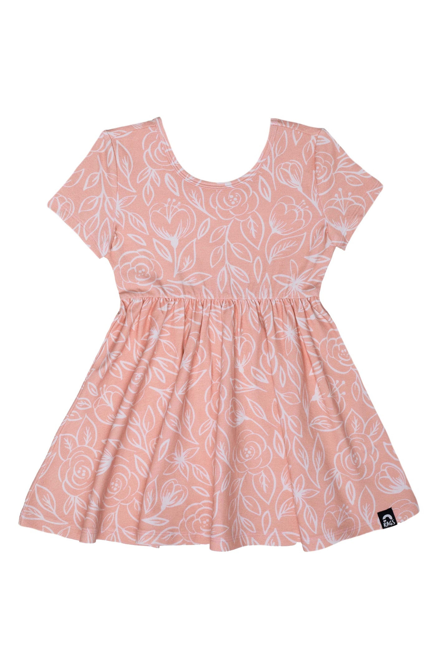 short sleeve swing dress pink line floral