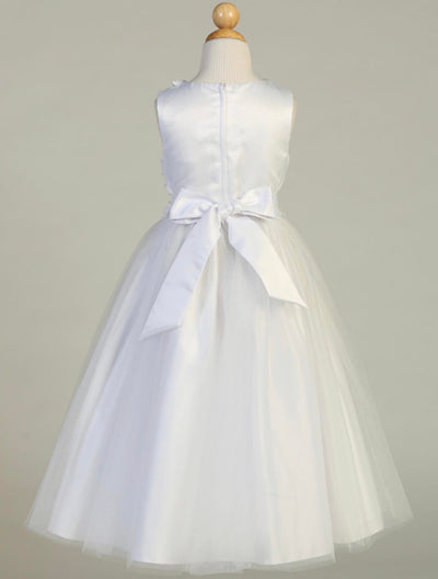 satin dress w/ pearl accents and tulle