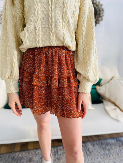 rosmul ruffle floral skirt