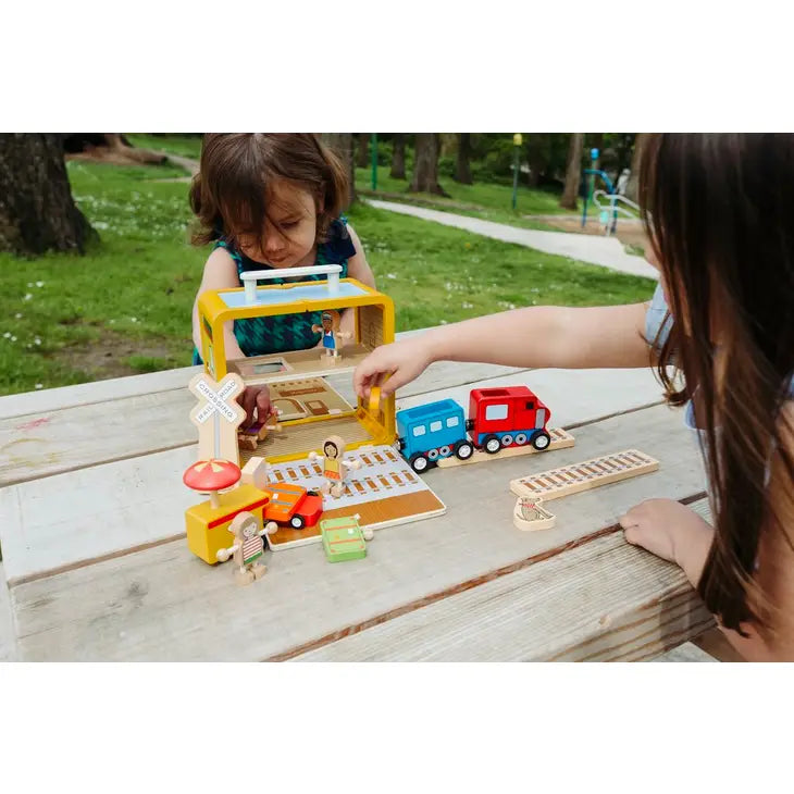 train station suitcase play set