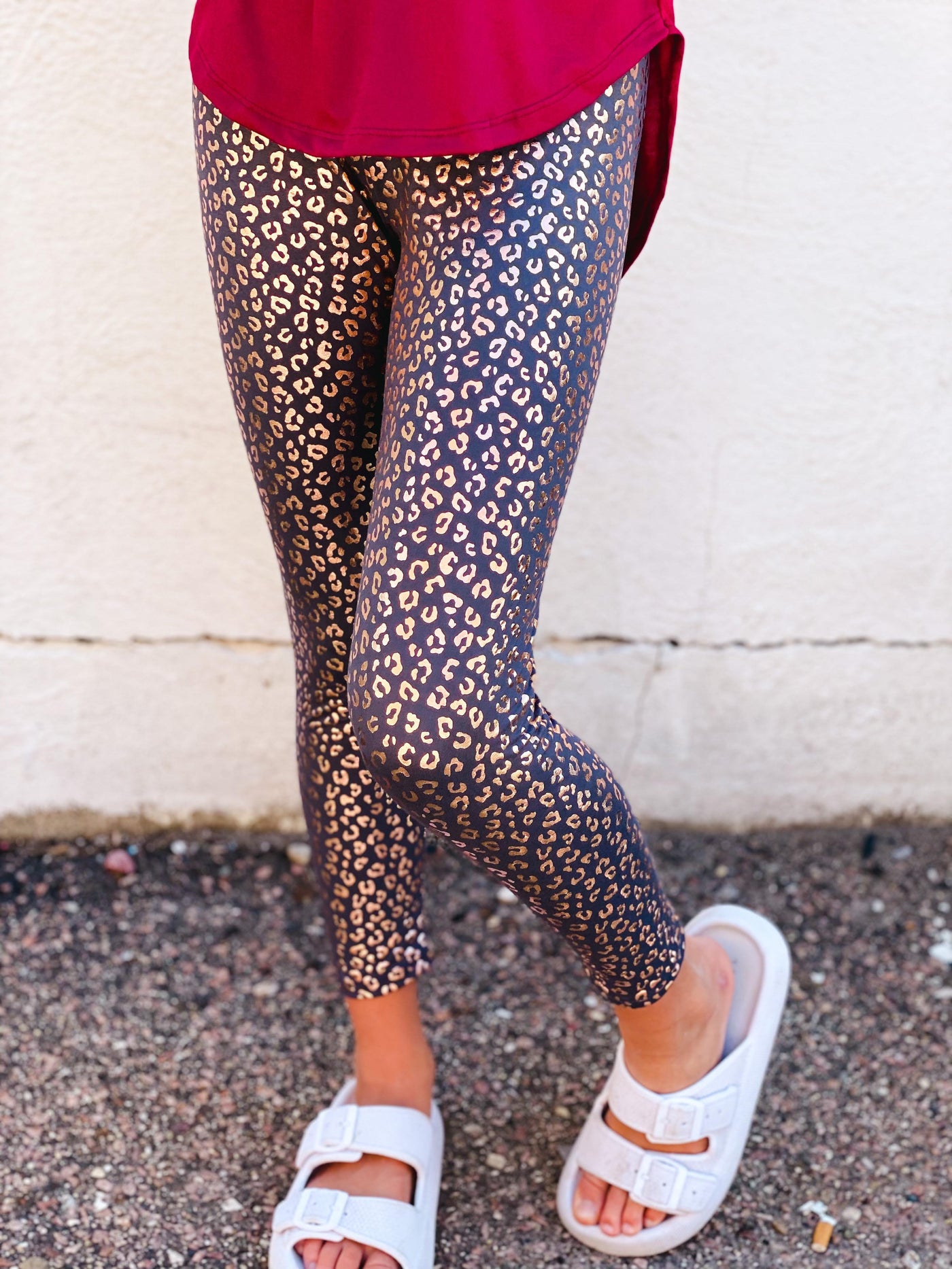 foil leopard legging