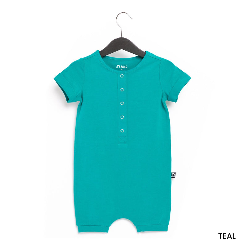 essentials short rolled sleeve short rag romper teal