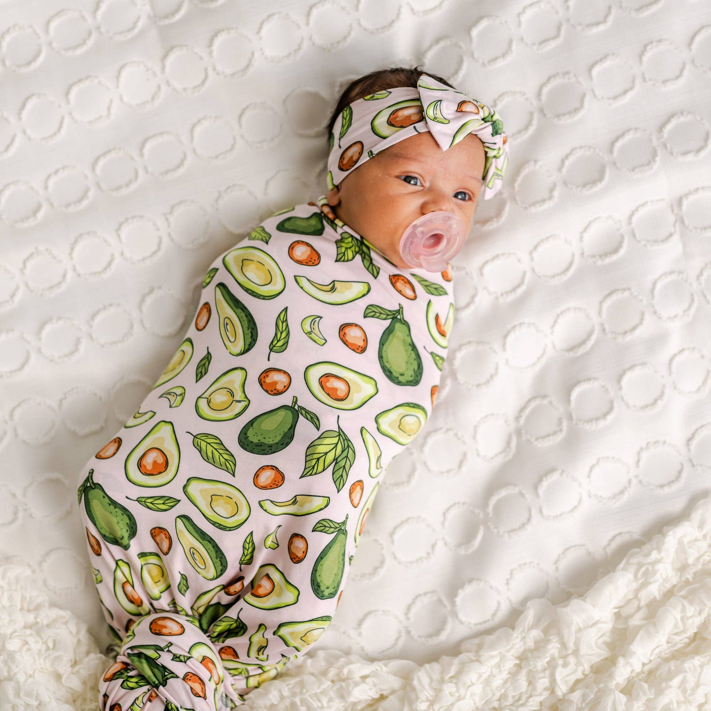 Blush Avocados Bamboo Swaddle Headband Gift Set