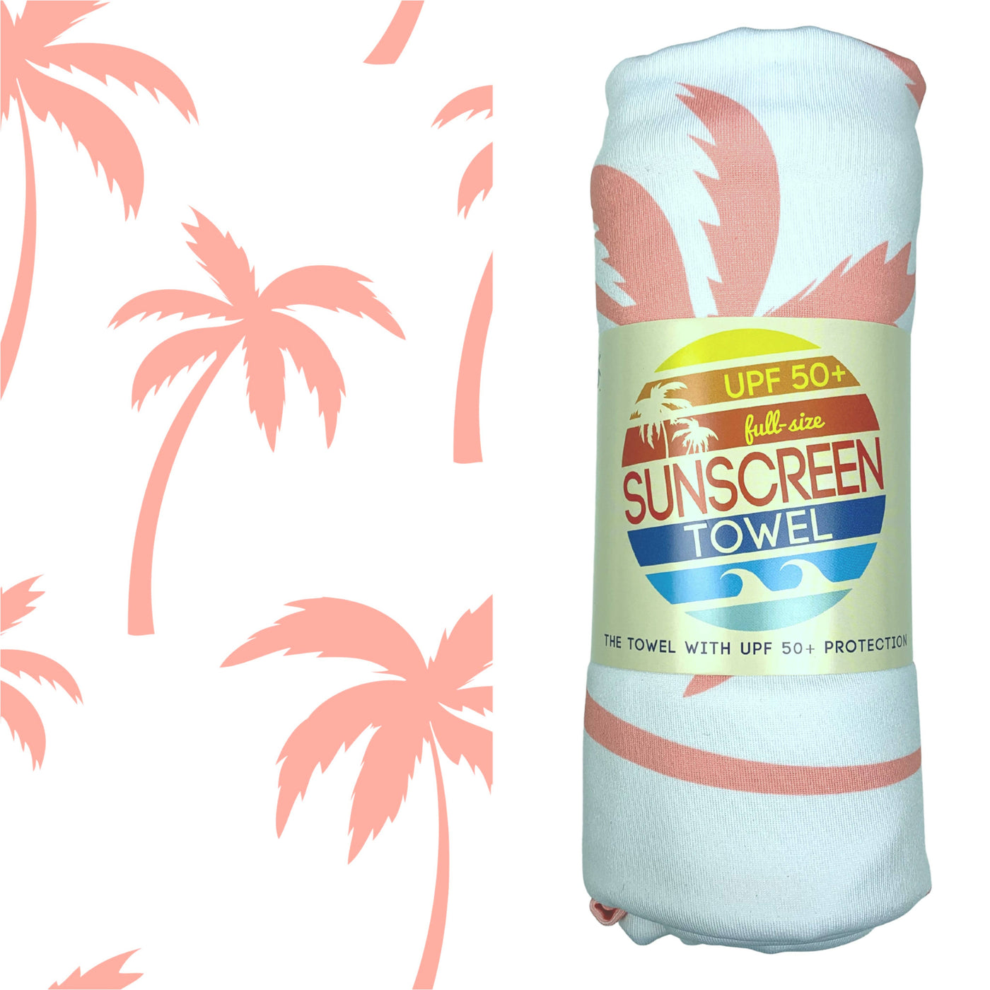 Full Size UPF 50+ Sunscreen Towel (Coral Palm Tree)